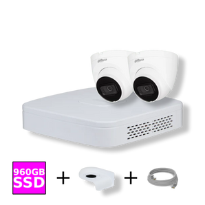 Dahua Camera Set met 2x 4MP WizSense Camera's Wit - 960GB SSD - 4-kanaals Recorder