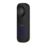 Slimme dahua deurbel met blauwe verlichting om knop.