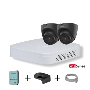 Dahua camera set met 2 zwarte camera's en 2tb hdd