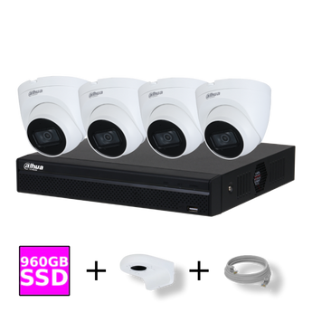 Dahua Camera Set met 4 Turret Camera's en NVR met 960GB SSD