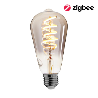 EcoDim Zigbee LED Lamp E27 Edison ST64 – Slimme verlichting met smokey glass.