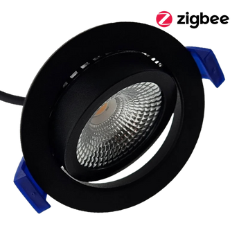 Slimme EcoDim LED RGB inbouwspot zwart.
