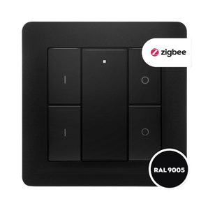 Zwarte Draadloze Zigbee wandschakelaar 2 groepen.