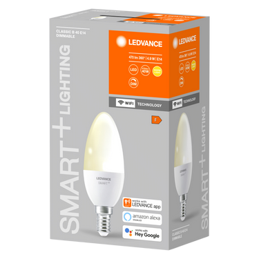 Bediening van LEDVANCE SMART+ WiFi Mini Candle Dimmable E14 via smartphone-app