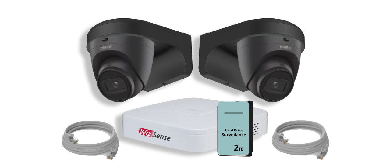 Dahua Camera set met 2 zwarte camera en beugels