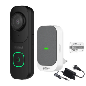 Slimme Dahua WiFi deurbel set zonder abonnement in het zwart.