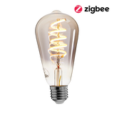 EcoDim Zigbee LED Lamp E27 Edison ST64 – Slimme verlichting met smokey glass.