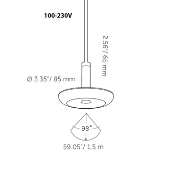 In-Lite SWAY PENDANT 100V-230V afmetingen