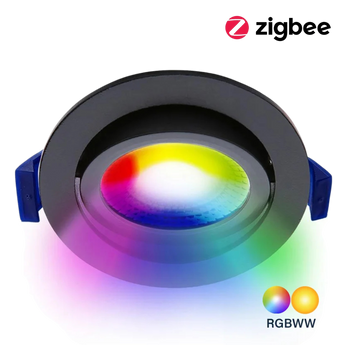 Slimme EcoDim LED RGB inbouwspot zwart.