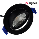 Slimme EcoDim LED RGB inbouwspot zwart.